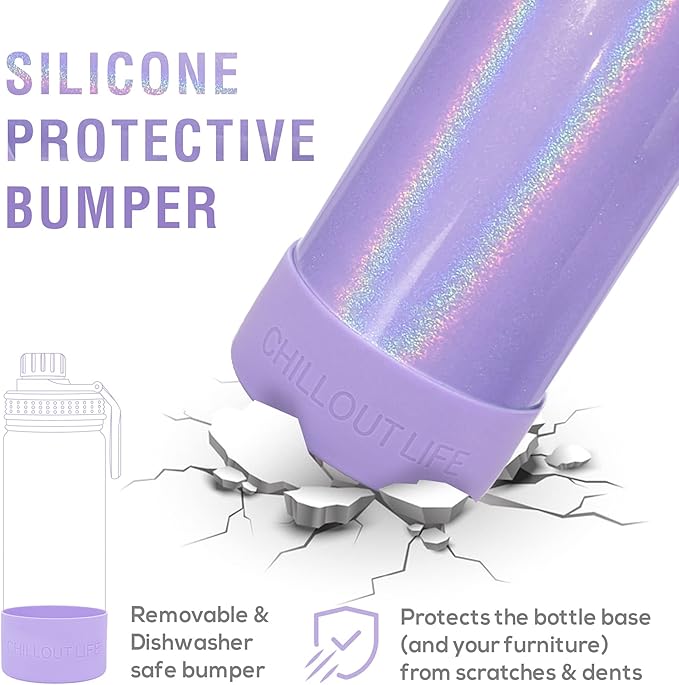 CHILLOUT LIFE 17 oz Kids Insulated Water Bottle for School with Leakproof Spout Lid and Cute Waterproof Stickers, Personalized Stainless Steel Thermos Flask Metal Water Bottle for Girls & Boys