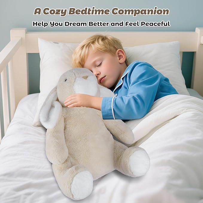 17" & 4.5lbs Rabbit Stuffed Animal, Weighted Stuffed Animals with Removable Ceramsite Bag, Cuddly & Soft Weighted Rabbit Plush for Adults & Kids, Rabbit Stuffed Gifts for Christmas & Valentine’s Day
