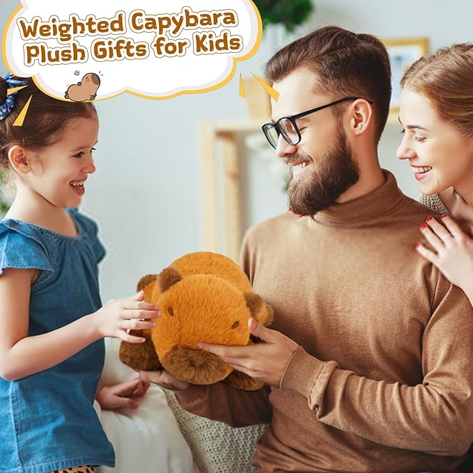 Weighted Capybara Plush,10in 0.8lb Weighted Stuffed Animals Soft Capybara Stuffed Animal,Cute Huggable Small Capybara Weighted Plushie Pillow Toy Gifts for Kids Boys Girls