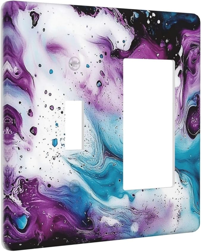 Outlet Covers Purple Blue Swirl Marble Tiles 1 Toggle 1 Rocker Combination Decorative Wall Plate Electrical Switch Plates Light Switch Cover Plate For Bed Room Living Room Decor