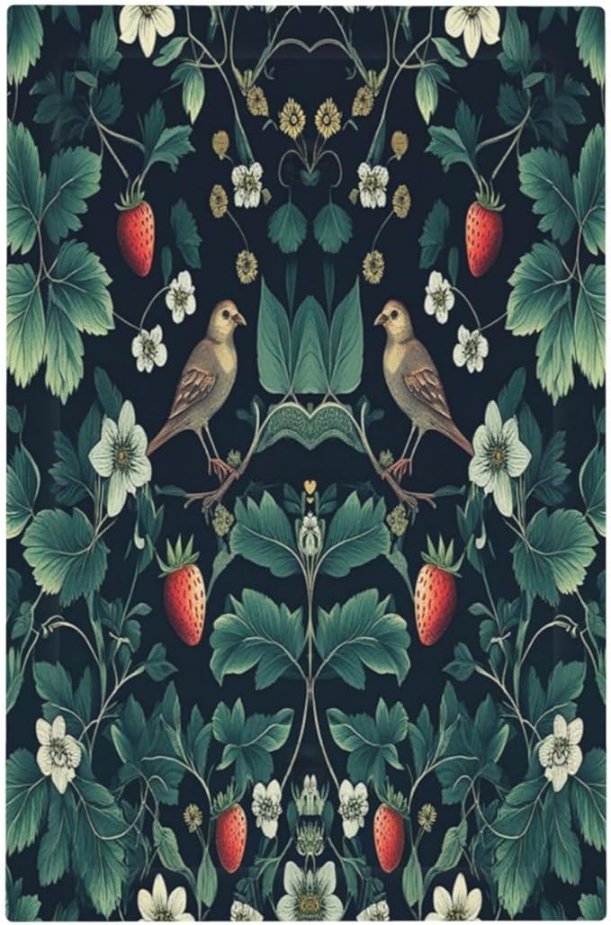 Light Switch Cover Plate Strawberry Birds Flowers Plant Morris Floral 1 Gang No Device Blank Electrical Wall Plates Faceplate Decorative Switch Plate for Bedroom Farmhouse Decor