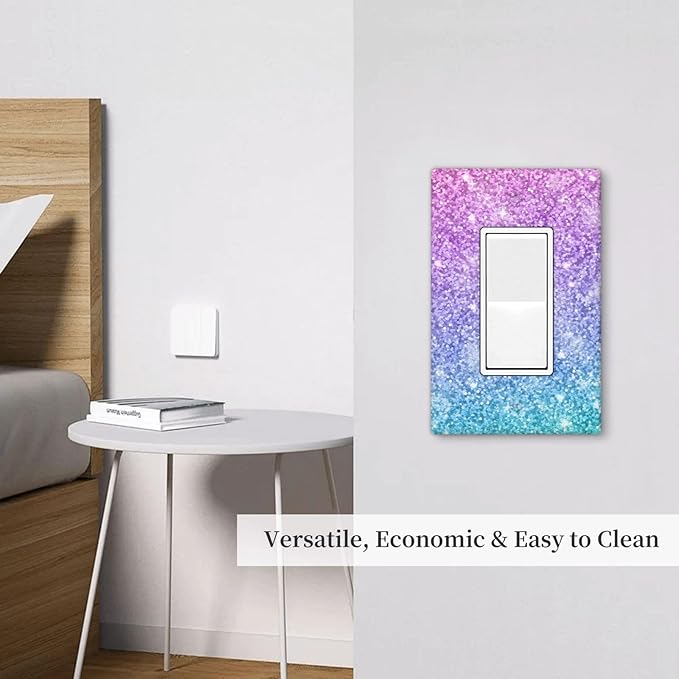Pink Blue Mermaid Single Gang Rocker Light Switch Cover Plates Decorative Outlet Covers, 1 Gang Rocker Wall Plate