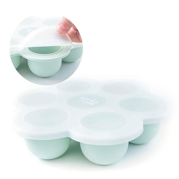Simka Rose Baby Food Storage Containers - Freezer Safe Tray Silicone Baby Food Freezer Storage Tray Molds Breast Milk Freezer Tray - 2.5 Oz BPA Free with Clip-on Lid for homemade Purees & Breastmilk