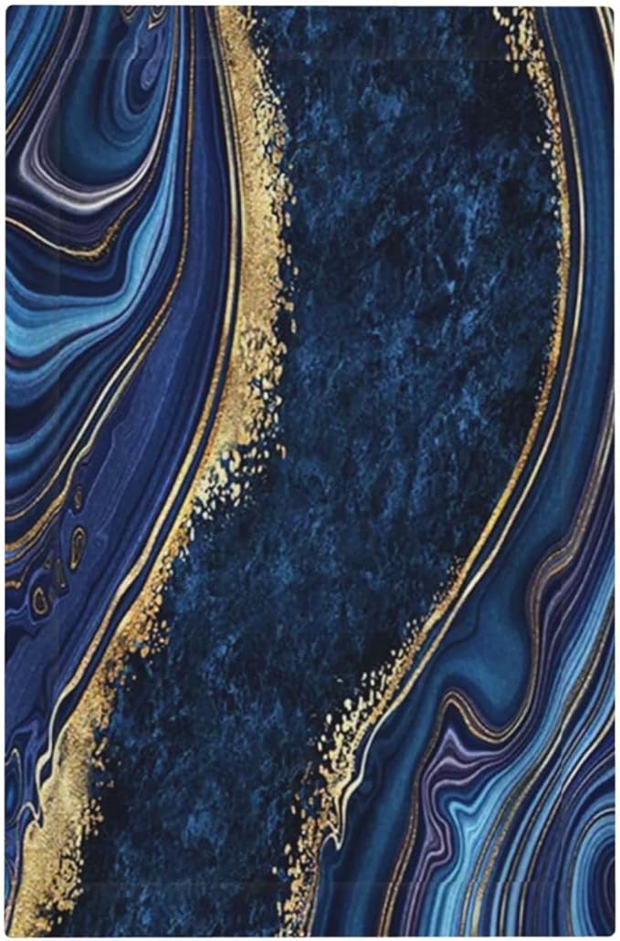 Navy Blue Marble 1 Gang Light Switch Cover No Decive Blank Wall Plate Decorative For Teen Kids Boys Bathroom Home Bedroom Art Panel Decorate 5" x 3