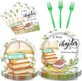 96Pcs Storybook Party Plates and Napkins for Book A New Chapter Will Soon Begin Themed Paper Dessert Plates School Library Reading Tableware Set for Baby Shower 24 Guests Birthday Party Decorations