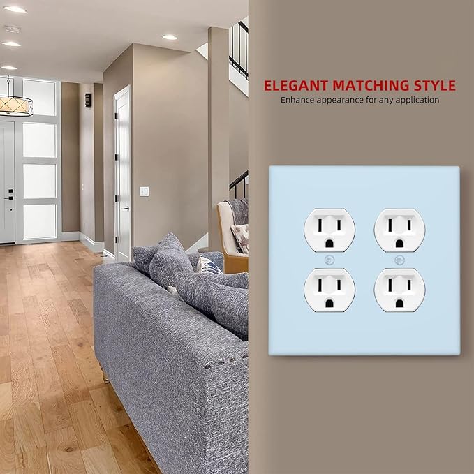 Aqua/Teal 2 Gang Double Duplex Receptacle Combo Outlet Light Switch Cover Wall Plate Electrical Faceplate Decorative Dual Device Switchplate