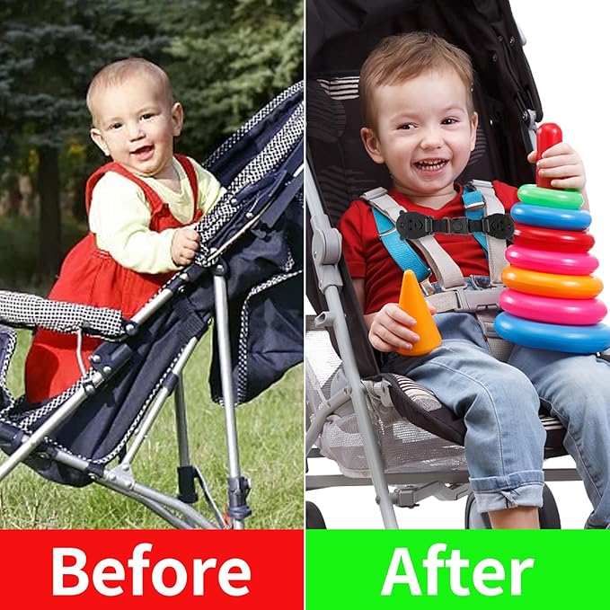 Anti Escape Baby Harness Chest Clip with Buckle, Prevent Children/Kids Taking Their Arms Out of High Chairs/Strollers/Baby Reins(2 Pack, Black)