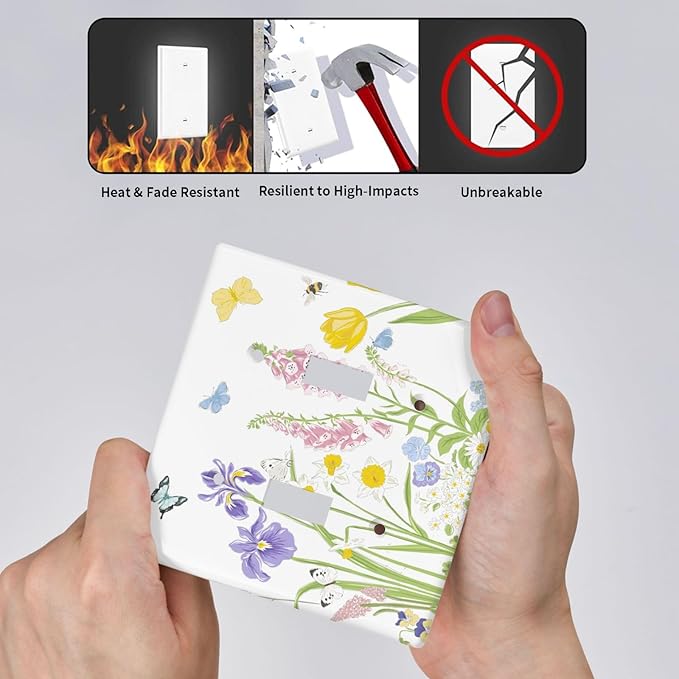 Flower Butterfly Double Light Switch Cover Plates Decorative 2 Gang Wall Plate Double Toggle Lightswitch Cover