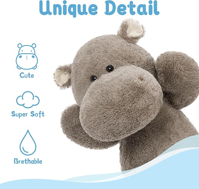 BENINY Giant Humongous Hippo Stuffed Animals 36", Oversized Toy Plush Pillow Gift for Kid, Gray