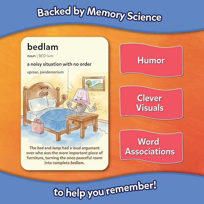 Skillmatics Vocabulary Flash Cards for SAT Prep – Learn 100 Words with Wordplay, Visuals & Soundplay, Study Aid & Educational Gift for Ages 12, 13, 14 & Up, Screen-Free Language Game