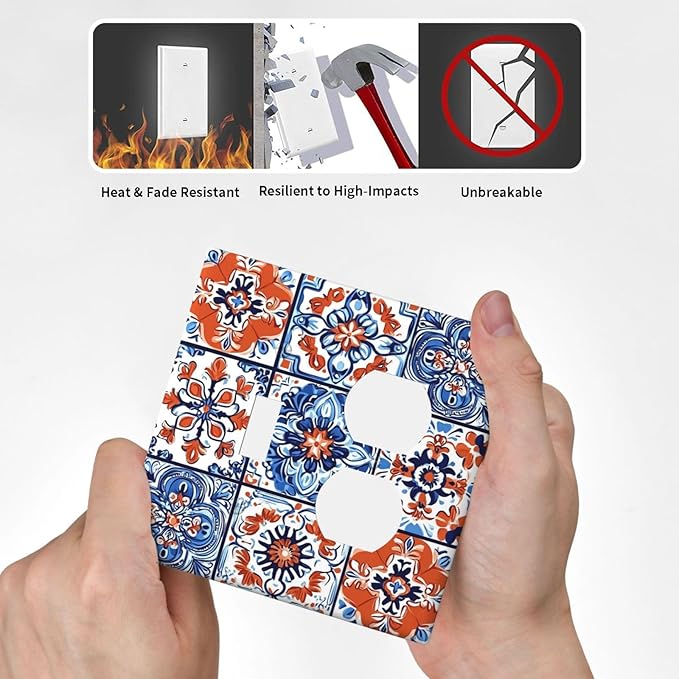 Wallplates Colorful Talavera Mexican Tile 1 Toggle 1 Duplex Switch Plate Electrical Gfci Faceplate Decorative Light Switch Covers For Bathroom Kitchen Decor
