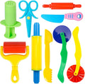 Dough Tool Kit,9 Pcs Basic Clay and Dough Tools Starter Set for Kids Includes Cutters Roller, Rolling Pins, Safety Scissors,Dough Extruder,Plastic Knife