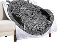50 x 60 Inches Flannel Throw Blanket Viking Warrior Norse God Odin with Wolf and Swords Birthday Present for Men Women Winter Holiday Soft Blankets for Bedding Sofa