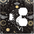 White Cat Tarot Moon Phases Moth Celestial Gothic Wallplates 1 Toggle 1 Duplex Switch Plate Electrical GFCI Faceplate Decorative Light Switch Covers for Kids Room Bedroom Decor