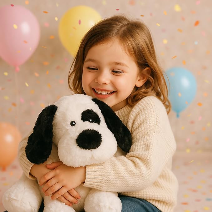 WEIGEDU Floppy Stuffed Dog Puppy Plush Toy, Huggable White Beagle with Black Ears Labrador Retriever Stuffed Animal Dogs for Kids Girls Boys Baby Birthday Bedtime Gift, 20 inches