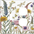Light Switch Cover Plate Botanical Wildflowers Dragonfly Colorful Floral 2 Gang Decorative Switch Plates 1 Toggle Duplex Combo Outlet Covers GFCI Wall Plates for Bathroom Bedroom Decor