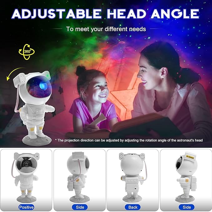 SFOUR Astronaut Galaxy Projector, Star Projector Night Light with Remote Control & Timer, 360° Rotatable Head, 8 Nebula Effects, Adjustable Brightness for Kids Bedroom, Home Party Decor, Birthday Gift