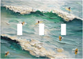 Beach Waves Ocean Surfing Hoverboard Painting Print Decorative Switch Plates 3 Gang Wall Plate Triple Toggle Light Switch Cover Faceplate Electrical Wall Panels for Bedroom Living Room Decor