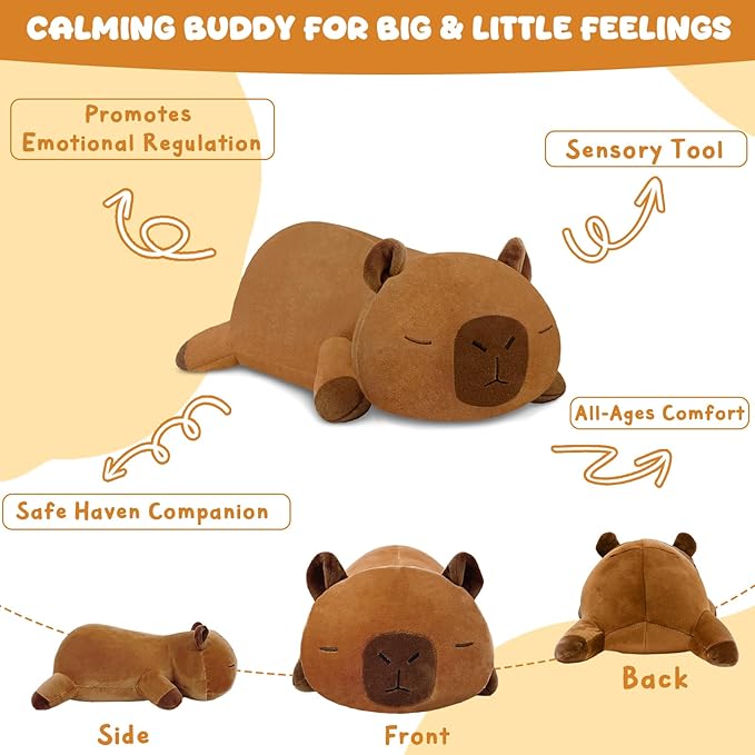 TOYSYM Weighted Stuffed Animals, Capybara Plush with Weighted Beads, Cute Capybara Stuffed Animals Pillow Gifts for Adults Kids Boys Girls