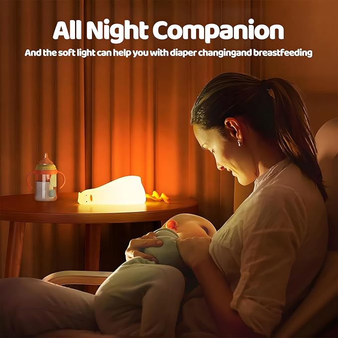 Rytinazzz Lying Cute Duck Lamp Night Light for Kids,Cute Room Decor Silicone Duck Lamp for Baby,Night Lights for Baby Nursery,3-Colors USB Rechargeable Gift for Kids Boys and Mothers Day Gifts