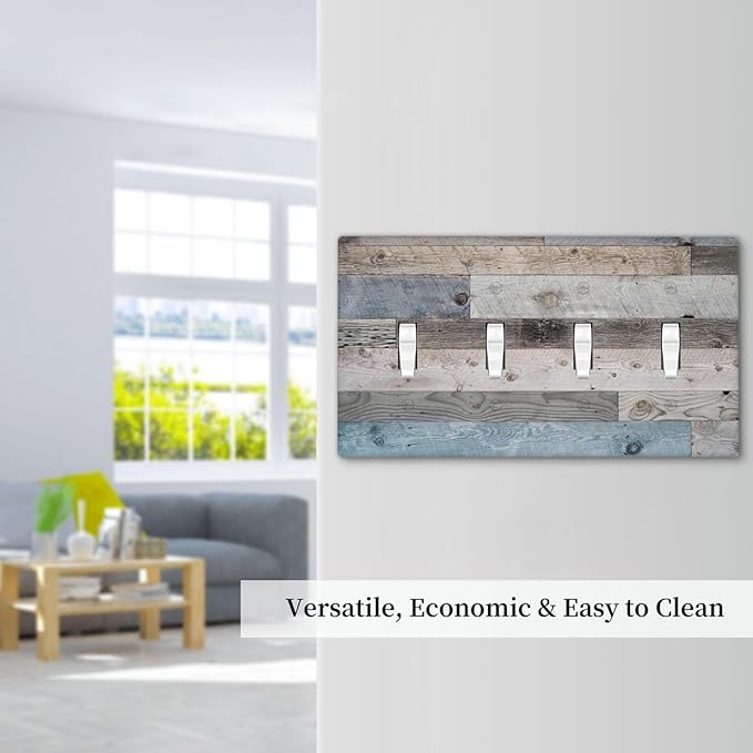 Western Country Kitchen Vintage Old Style 4 Gang Quad Toggle Decorator Outlet Light Switch Cover Barn Door Cabin Teal Blue Wood Plank Wall Plate Electric Faceplate Decorative Switchplate Socket Cover
