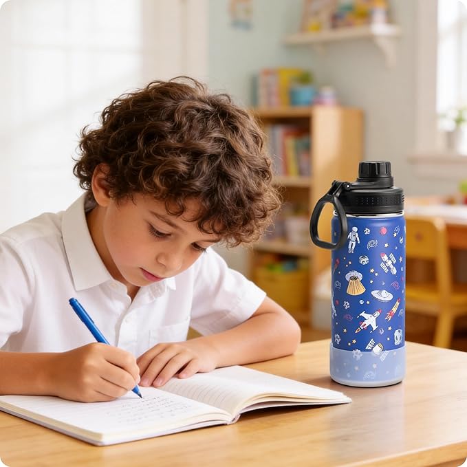 16 oz Insulated Water Bottle for School-Stainless Steel Double Wall Vacuum Water Bottle, Gift for Boys-Astronaut
