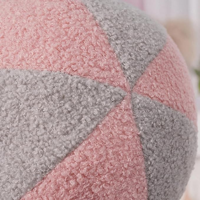 12 Inch Round Hugging Pillow Plush Toy Soft Plushies Throw Pillows Kids' First Ball Plush Toys for Home Decor Or Gift for Kids and Lovers (Pink&Gray)
