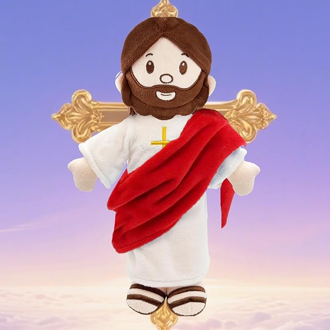 Jesus Plush Doll Jesus Plushie Stuffed Toy Christian Stuff Religious for Kids Christening Easter 13" (Red)