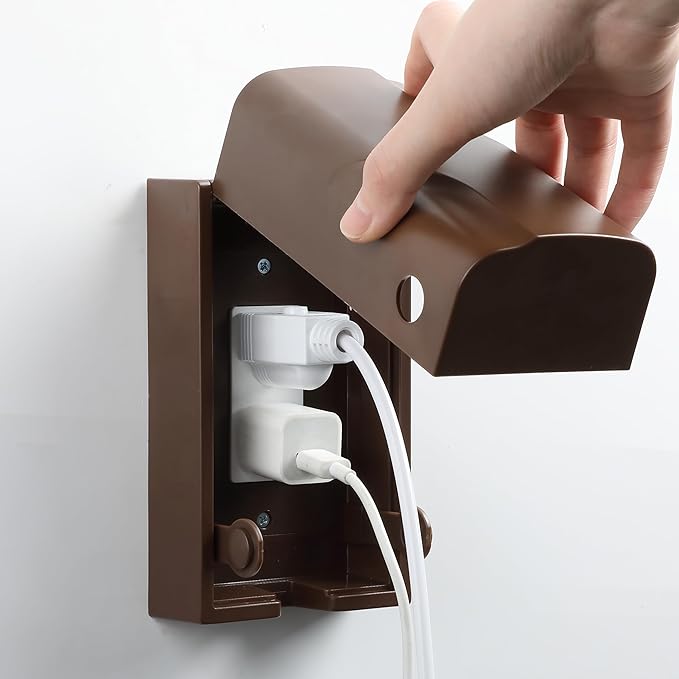 Bates - Baby Safety Outlet Cover Box, Brown, Outlet Covers Baby Proofing, Plug Covers for Electrical Outlets