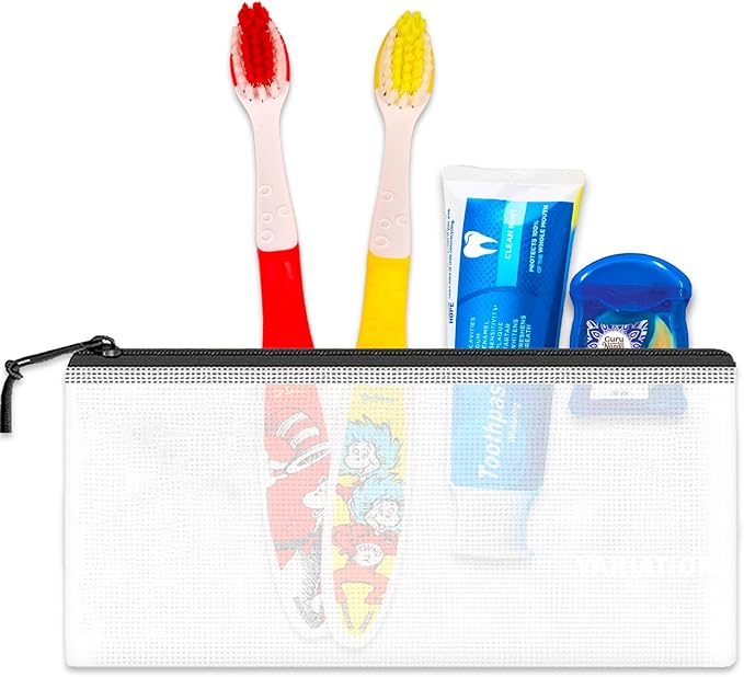 Dr. Seuss Oral Care Traveling Kit for Kids - Bundle with 2 Toothbrushes, Toothpaste, Floss, Travel Bag, More for Boys, Girls, Toddlers Toothbrush Set