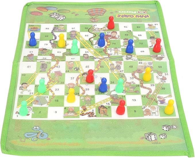 Snake and Ladder Flying Chess Set 2 in 1 Portable Family Board Game Non Woven Fabric Lightweight Durable Plastic Pieces Colorful Board for Kids Adults Indoor Outdoor Fun