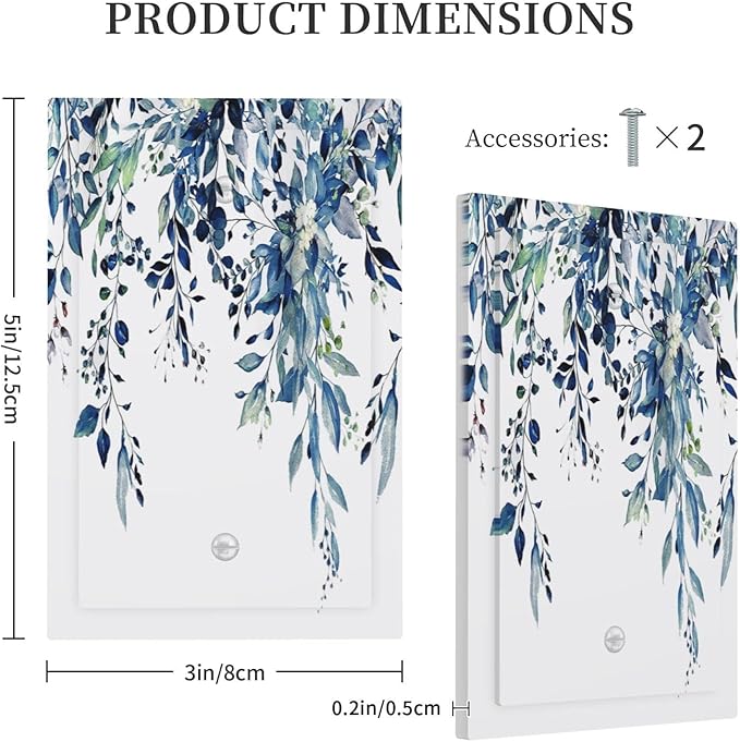 Switch Plates Blue Eucalyptus 1 Gang Light Switch Cover No Device Wall Plate Decorative Blank Switchplate Electrical Faceplate for Kidroom Bathroom Home Living Room Bedroom Art Panel Decorate