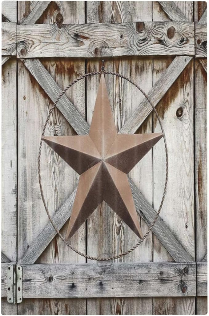 Rustic Western Texas Star Barn Door 1 Gang Light Switch Cover No Device Wall Plate Decorative Blank Switchplate Electrical Faceplate for Farmhouse Bathroom Home Bedroom Art Panel Decorate