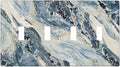 Light Switch Covers Blue Grey Marbling Modern Abstract Design Quad Toggle 4 Gang Wall Plate Electrical Faceplate Decorative Switch Plates for Bedroom living Room Decor