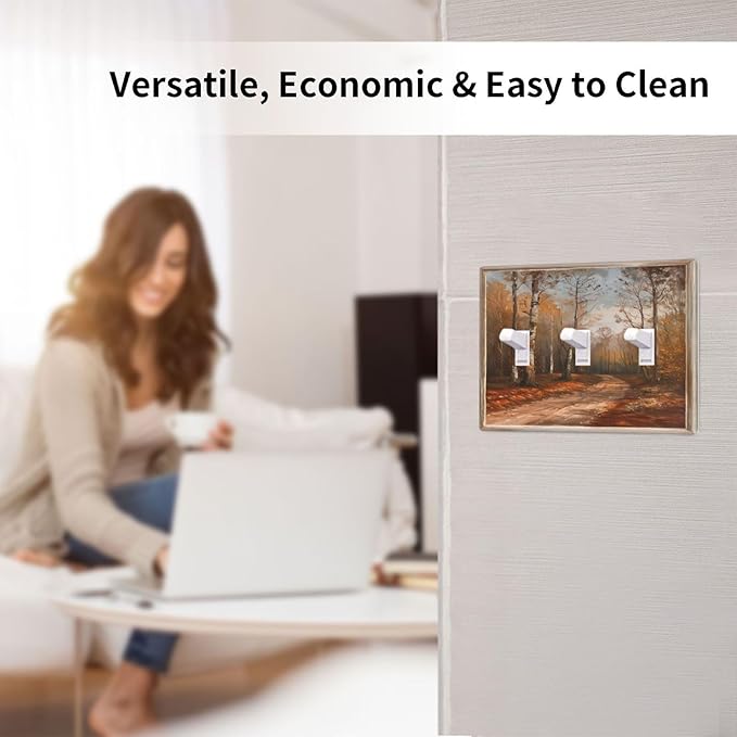 Decorative Art Light Switch Covers Maple Path 3 Gang Triple Toggle Wall Plate Decorative Switch plate Electrical Faceplate for Home Decor