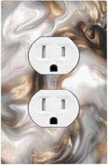 Outlet Covers Grey Brown Swirl Marble Texture 1 Gang Duplex Light Switch Cover Decorative Switch Plates Electrical Receptacle Faceplate Wall Plate For Bathroom Kitchen Decor