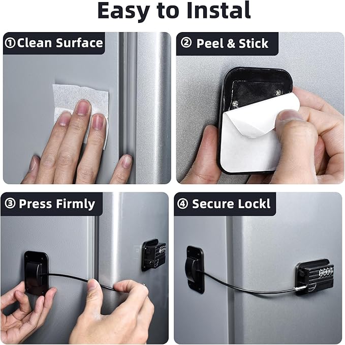 Fridge Lock for Kids, Password Refrigerator Lock, No-Tool Easy Installation, Child Safety Lock for Refrigerator & Dishwasher