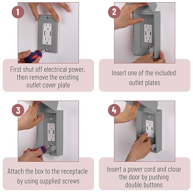 Bates - Baby Safety Outlet Cover Box, Grey, Outlet Covers Baby Proofing, Plug Covers for Electrical Outlets