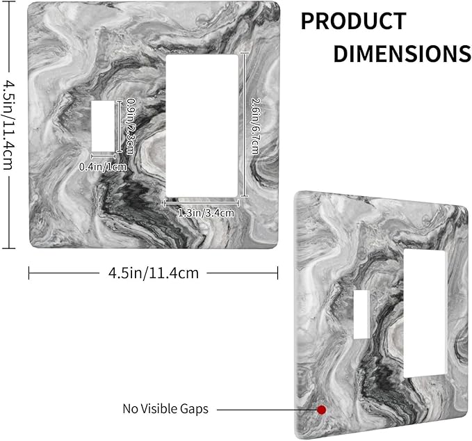 Beautiful Grey Marble Texture Simple Abstract Print Outlet Covers 1 Toggle 1 Rocker Combination Decorative Wall Plate Electrical Switch Plates Light Switch Cover Plate for Bathroom Kitchen Decor