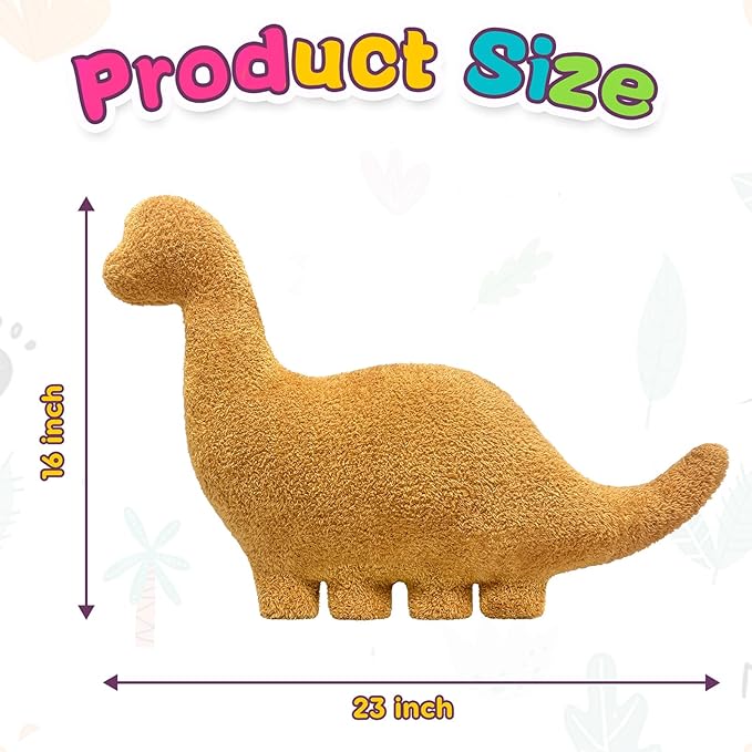 Andywoo Dino Chicken Plush Nuggets Pillow for Funny Birthday Gifts, Cute Funny Stuffed Animals Toy for Boy and Girl, Dinosaur Gifts for Kids Teens and Adults (Brachiosaurus, Large)