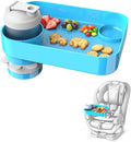 Car Seat Snack Tray for Kids, Mess-Free Square Travel Tray Cup Holder Snack Tray, Durable Car Food Tray for Toddlers, Universal Fit Kids Travel Road Trip Essentials (Sky Blue)