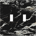 Black Marble Patterns Low Key Luxurious Decorative Switch Plates 2 Gang Double Toggle Outlet Light Switch Cover Wall Plate Electrical Faceplate for Bathroom Kitchen Decor