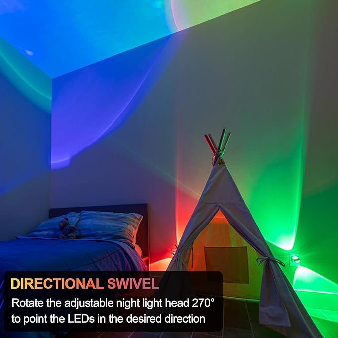GE Swivel Sconce LED Night Lights Plug Into Wall for Home Decor Color Changing Dimmable Rotating Dusk to Dawn Sensor, Ambient Lighting, Apartment Essentials 1 Pack 81041