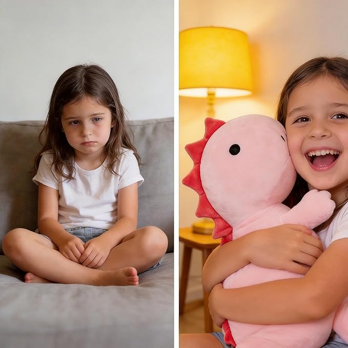 JOD® Weighted Dinosaur Stuffed Animals, Dinosaur Weighted 4.2 lbs, 22" Large Weighted Plush Animal, Cute Plush Toy Pillow, Soft Dino Plushie Gifts for Adults, Boys & Girls (56 CM Pink)