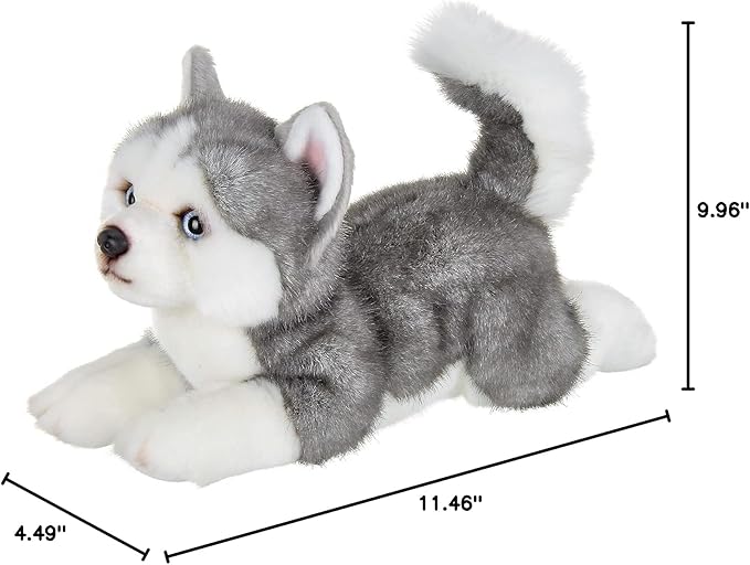 Bearington Explore 13-Inch Baby Dog Plush, Huggable Stuffed Animal Puppy, Adorable and Cuddly Husky Manouk Dog Plush Toy for Nursery Decor, Kids and Collectors, for Ages 3-14
