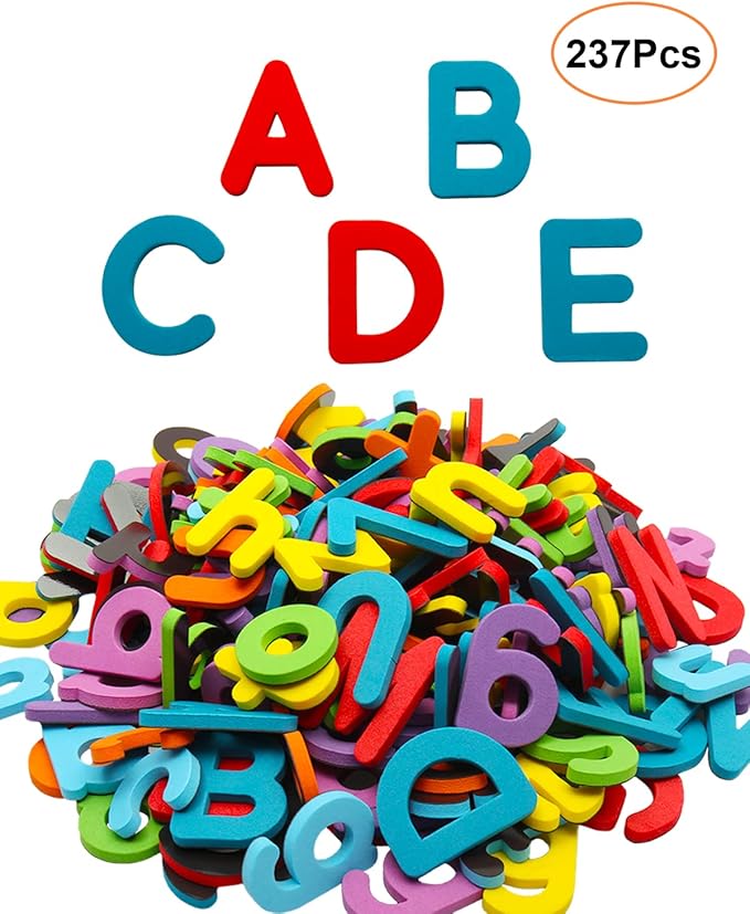 Classroom Magnetic Alphabet Letters - ABC 237 Pcs Letters Numbers & Pattern with Side Magnetic Board Foam for Kids Spelling | Learning