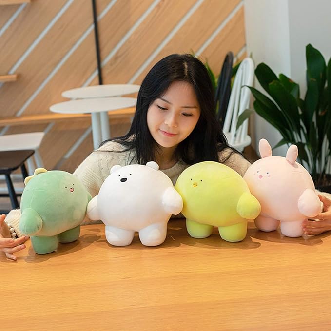 REFAHB 9 inch Cute Bear Plush Stuffed Animal Body Pillow Fat Cartoon Cylindrical Body Pillows for Kids, Super Soft Hugging Toy Gifts for Bedding, Kids Sleeping Nap Kawaii Pillow