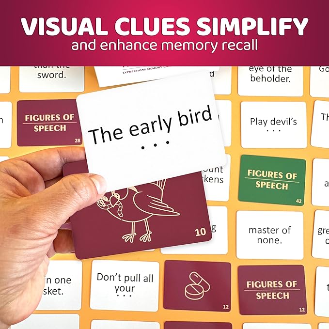 QUOKKA Elderly Memory Games for Seniors – 202 Cards for Alzheimer's or Dementia Activities – Expression Brain Card Games for Seniors with Dementia – 2 Levels, Visual Clues, Premium Gift Box