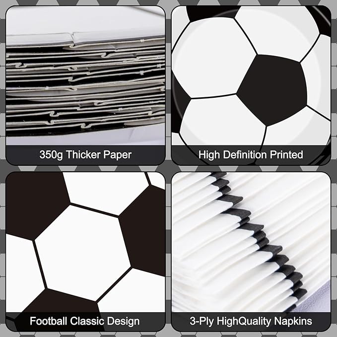 40Pcs Soccer Plates and Napkins Party Supplies - Soccer Birthday Party Decorations Tableware Set, Disposable Paper Dinner Plates Napkins for Sport Themed Soccers Parties Table Decor Favors, Serves 20
