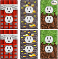 Pixel Game Light Switch Outlet Cover Sticker 6 PCS（Not Plate,Size 4.5 x 2.76 IN）1 Gang Electrical Decorative Wall Plate Faceplate Sticker Kids Room Kitchen Bathroom Decor
